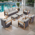Fauteuil pivotant d'extérieur Gymojoy avec canapé, fauteuil club et poufs - Marron