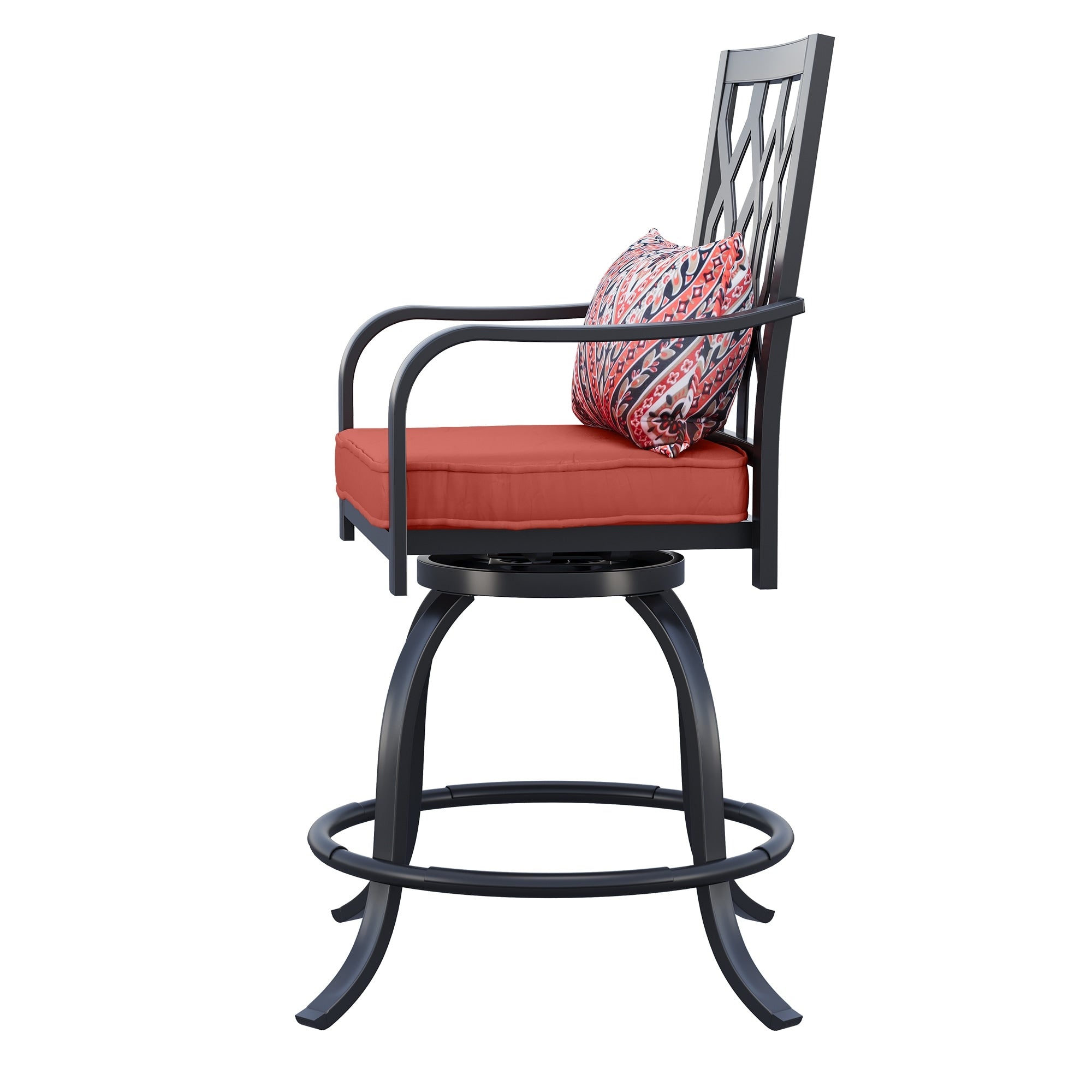 Ensemble de salle à manger d'extérieur pivotant avec chaises coussinées de 29 W et table de patio