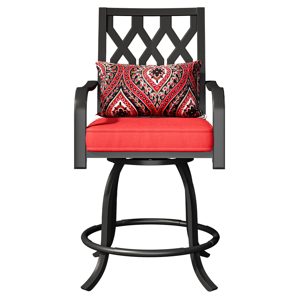 Ensemble de salle à manger d'extérieur pivotant avec chaises coussinées de 29 W et table de patio