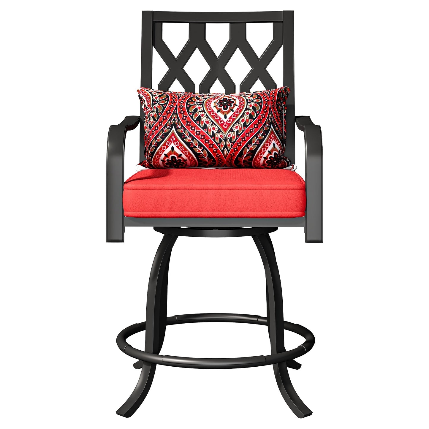 Ensemble de salle à manger d'extérieur pivotant avec chaises coussinées de 29 W et table de patio