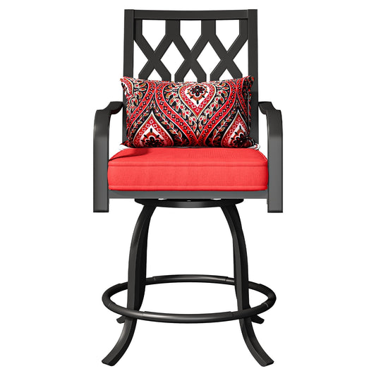 Ensemble de salle à manger d'extérieur pivotant avec chaises coussinées de 29 W et table de patio