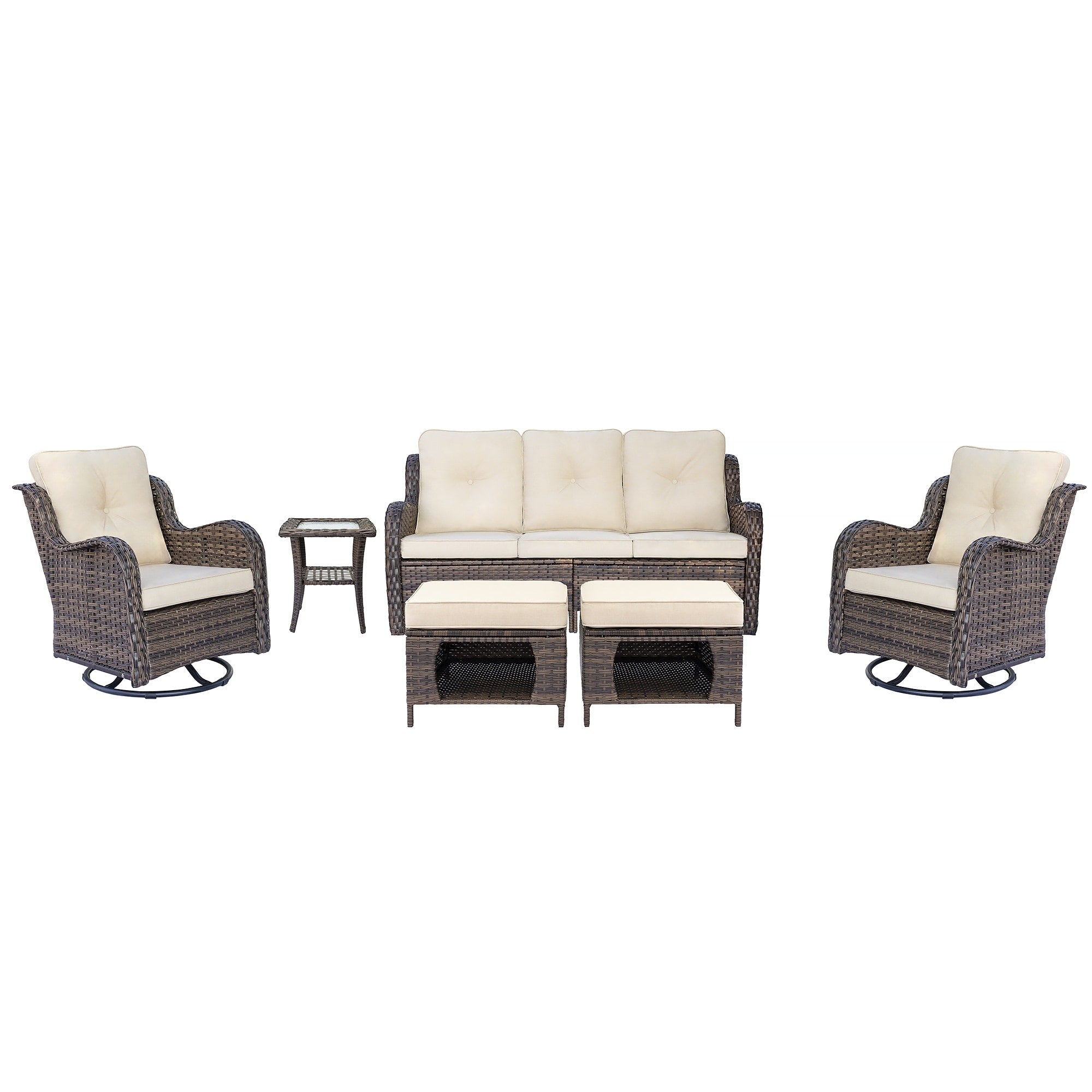 Ensemble de meubles de patio extérieur - Ensemble de chaises pivotantes de conversation en osier