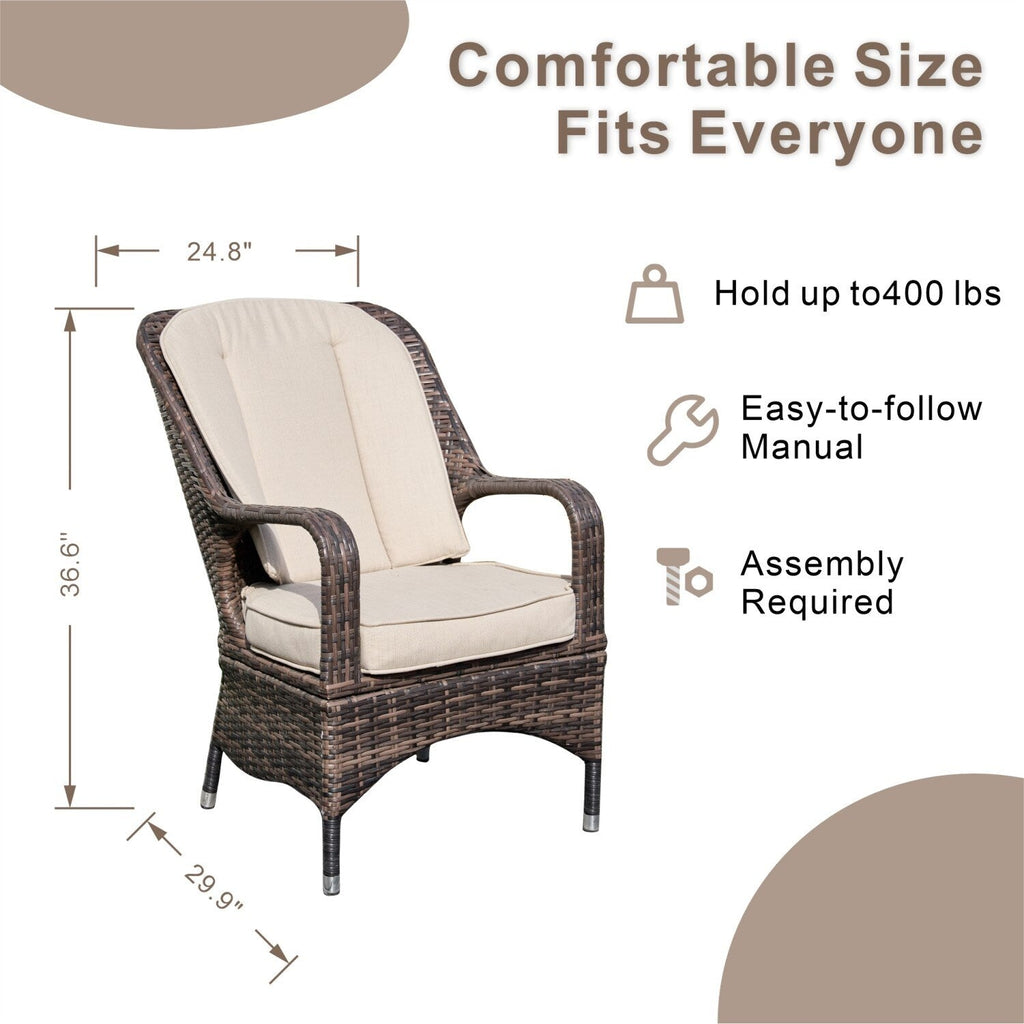 Ensemble de table rectangulaire en osier pour foyer à gaz d'extérieur avec 6 chaises par Moda Furnishings (housse de pluie incluse)