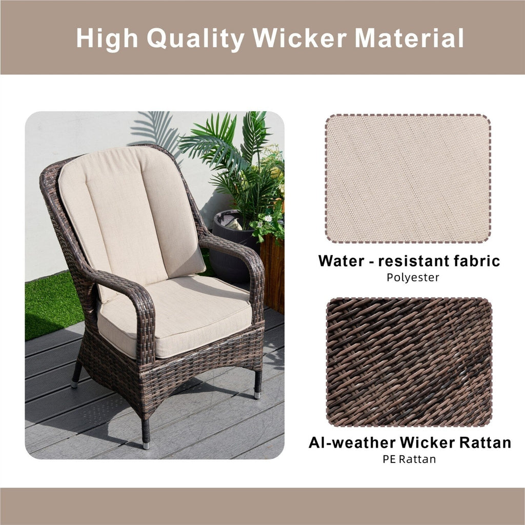 Ensemble de table rectangulaire en osier pour foyer à gaz d'extérieur avec 6 chaises par Moda Furnishings (housse de pluie incluse)