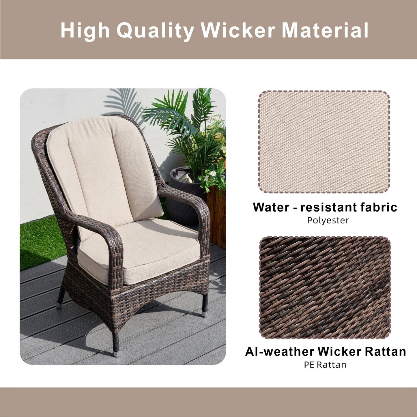 Ensemble de table rectangulaire en osier pour foyer à gaz d'extérieur avec 6 chaises par Moda Furnishings (housse de pluie incluse)