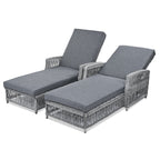 Chaise longue inclinable d'extérieur en osier réglable avec coussin