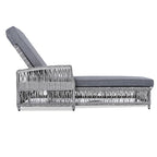 Chaise longue inclinable d'extérieur en osier réglable avec coussin