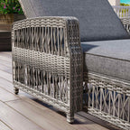 Chaise longue inclinable d'extérieur en osier réglable avec coussin