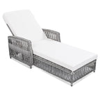 Chaise longue inclinable d'extérieur en osier réglable avec coussin