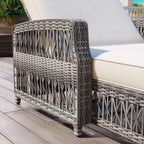 Chaise longue inclinable d'extérieur en osier réglable avec coussin