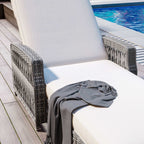 Chaise longue inclinable d'extérieur en osier réglable avec coussin