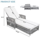 Chaise longue inclinable d'extérieur en osier réglable avec coussin