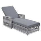 Chaise longue inclinable d'extérieur en osier réglable avec coussin