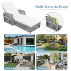 Chaise longue inclinable d'extérieur en osier réglable avec coussin