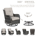 Gymojoy Outdoor Wicker Rocking Lounge Chairs with Swivel Base (Set of 2)