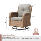 Gymojoy Outdoor Wicker Rocking Lounge Chairs with Swivel Base (Set of 2)