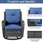 Gymojoy Outdoor Wicker Rocking Lounge Chairs with Swivel Base (Set of 2)