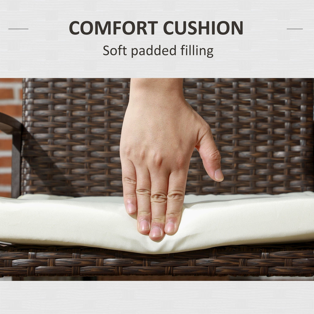 Outsunny Ensemble de 2 chaises de salle à manger d'extérieur en rotin synthétique avec coussin, dossier et accoudoirs