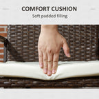 Outsunny Ensemble de 2 chaises de salle à manger d'extérieur en rotin synthétique avec coussin, dossier et accoudoirs