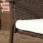 Outsunny Ensemble de 2 chaises de salle à manger d'extérieur en rotin synthétique avec coussin, dossier et accoudoirs