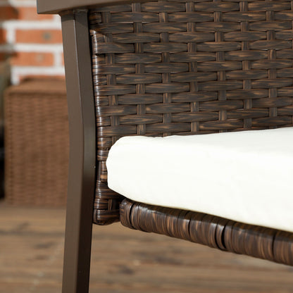 Outsunny Ensemble de 2 chaises de salle à manger d'extérieur en rotin synthétique avec coussin, dossier et accoudoirs