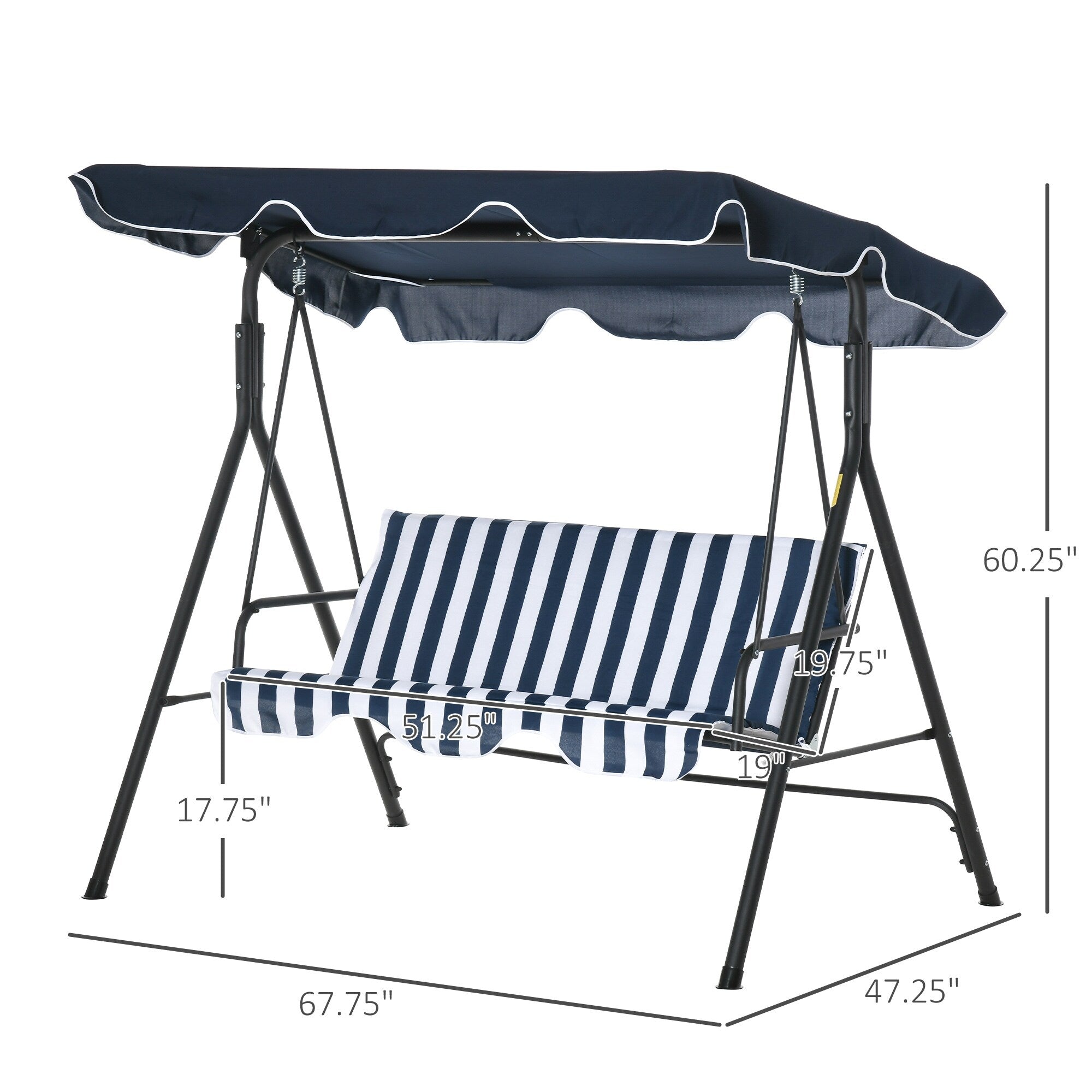 Outsunny 3-Person Porch Lawn Swing