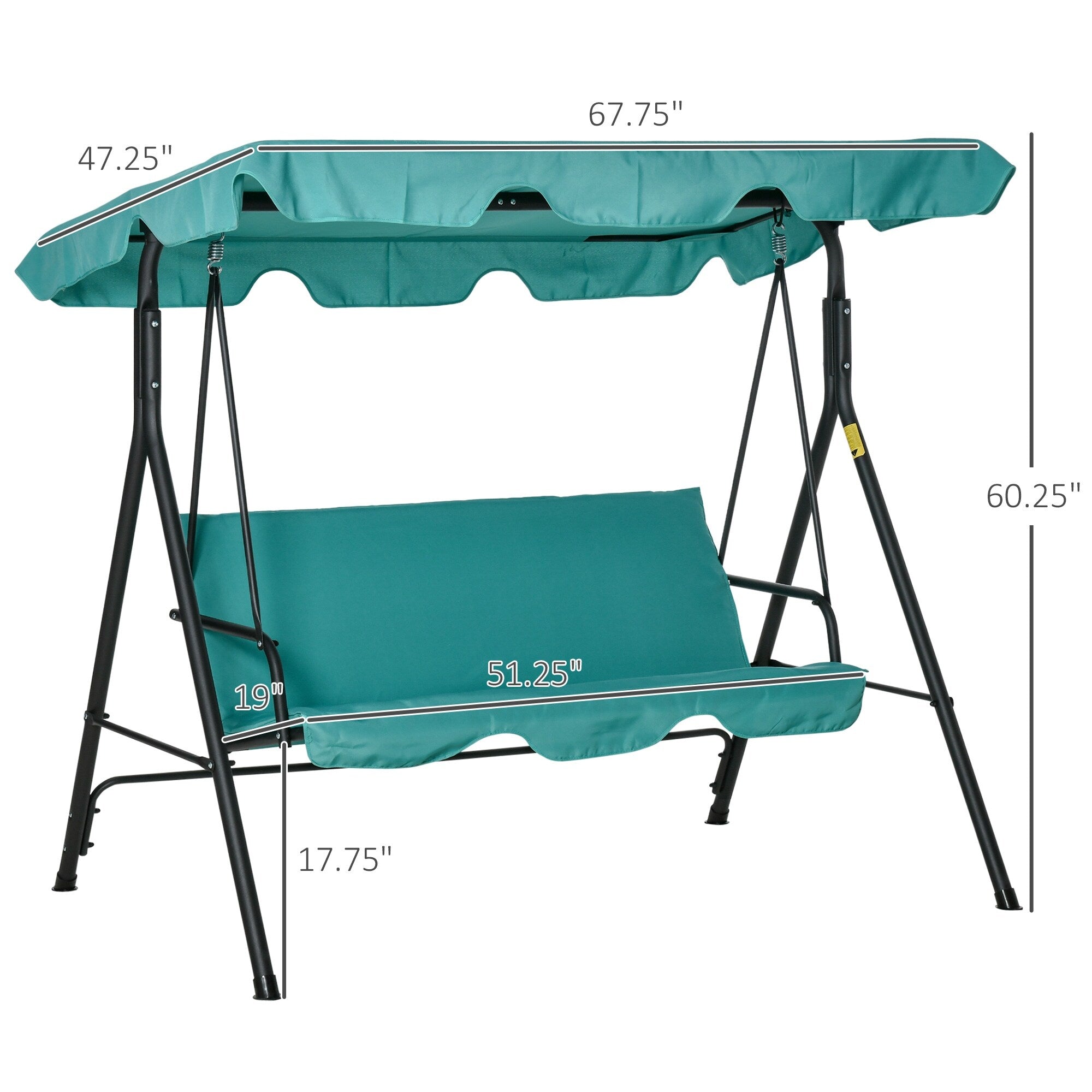 Outsunny 3-Person Porch Lawn Swing
