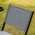 Ensemble bistrot de jardin Outsunny 3 pièces, ensemble de salle à manger pliant d'extérieur avec plateau en verre, 2 chaises pliantes et structure en acier