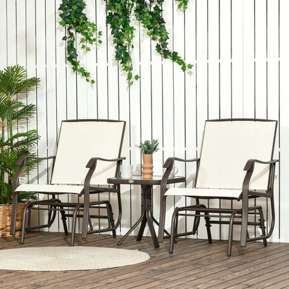 Outsunny Ensemble de 3 chaises d'extérieur avec table basse et 2 balancelles à bascule pour patio en tissu respirant