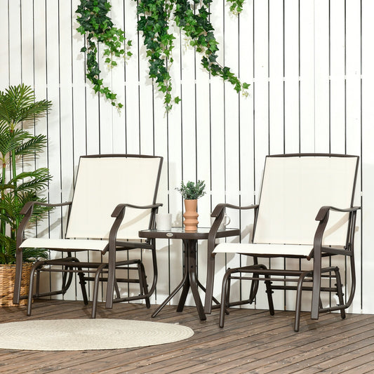 Outsunny Ensemble de 3 chaises d'extérieur avec table basse et 2 balancelles à bascule pour patio en tissu respirant