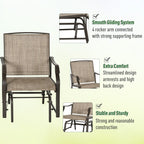 Outsunny Ensemble de 3 chaises d'extérieur avec table basse et 2 balancelles à bascule pour patio en tissu respirant