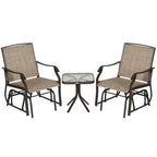 Outsunny Ensemble de 3 chaises d'extérieur avec table basse et 2 balancelles à bascule pour patio en tissu respirant