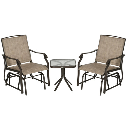 Outsunny Ensemble de 3 chaises d'extérieur avec table basse et 2 balancelles à bascule pour patio en tissu respirant