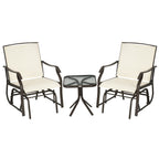 Outsunny Ensemble de 3 chaises d'extérieur avec table basse et 2 balancelles à bascule pour patio en tissu respirant