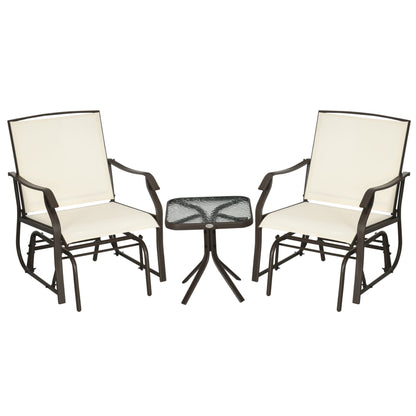 Outsunny Ensemble de 3 chaises d'extérieur avec table basse et 2 balancelles à bascule pour patio en tissu respirant