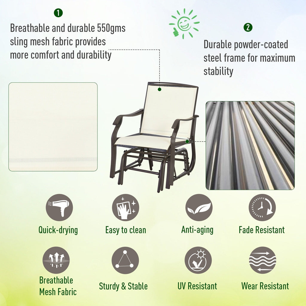Outsunny Ensemble de 3 chaises d'extérieur avec table basse et 2 balancelles à bascule pour patio en tissu respirant