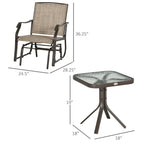 Outsunny Ensemble de 3 chaises d'extérieur avec table basse et 2 balancelles à bascule pour patio en tissu respirant