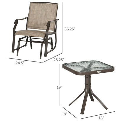 Outsunny Ensemble de 3 chaises d'extérieur avec table basse et 2 balancelles à bascule pour patio en tissu respirant