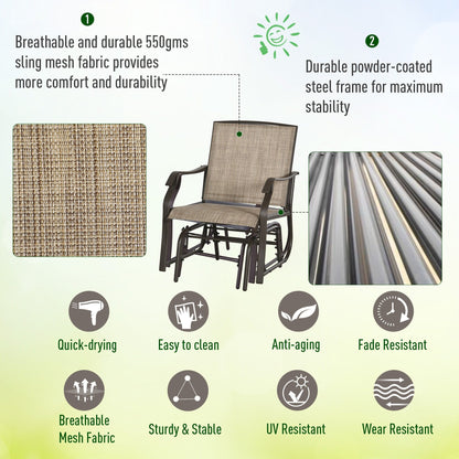 Outsunny Ensemble de 3 chaises d'extérieur avec table basse et 2 balancelles à bascule pour patio en tissu respirant