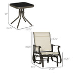 Ensemble bistrot Outsunny 3 pièces avec planeurs d'extérieur et table en verre trempé pour terrasse, jardin, arrière-cour et pelouse