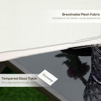Ensemble bistrot Outsunny 3 pièces avec planeurs d'extérieur et table en verre trempé pour terrasse, jardin, arrière-cour et pelouse