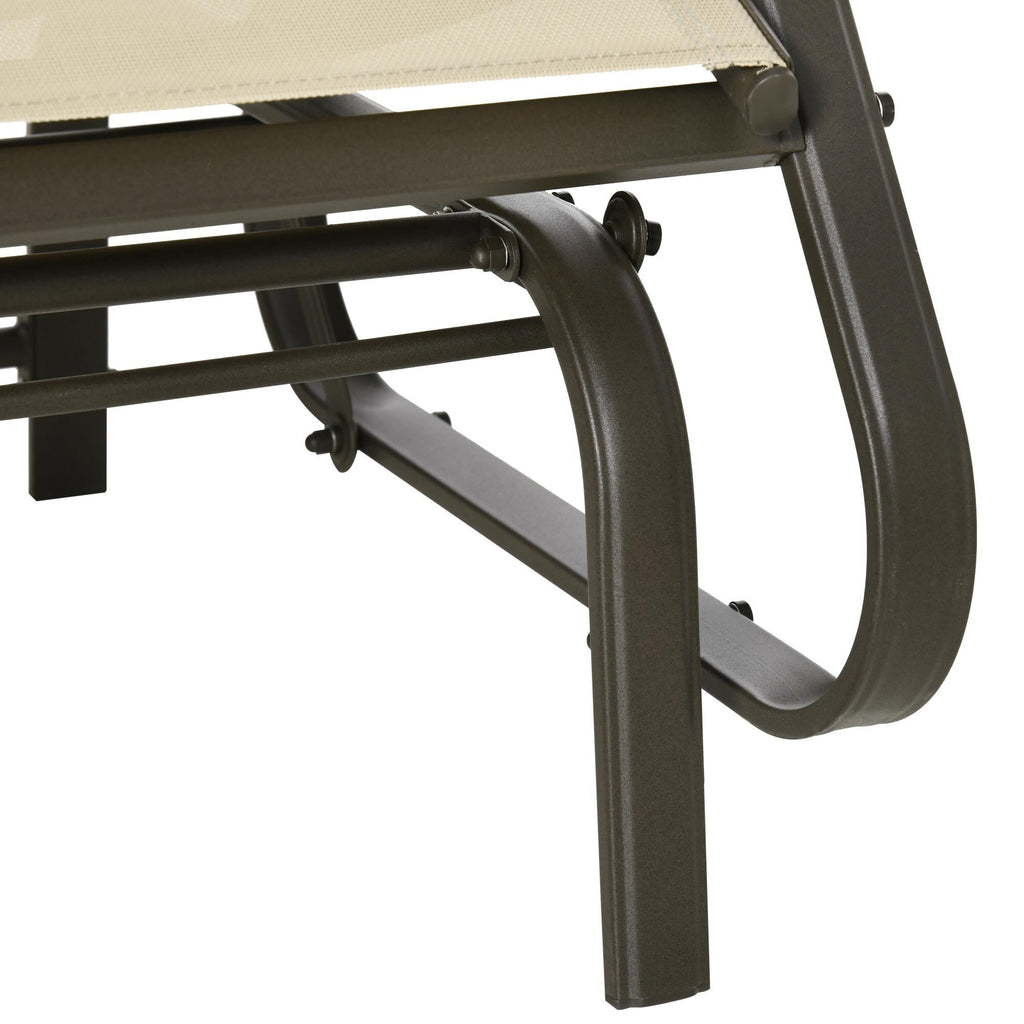 Ensemble bistrot Outsunny 3 pièces avec planeurs d'extérieur et table en verre trempé pour terrasse, jardin, arrière-cour et pelouse