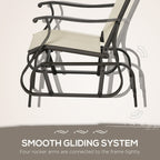 Ensemble bistrot Outsunny 3 pièces avec planeurs d'extérieur et table en verre trempé pour terrasse, jardin, arrière-cour et pelouse