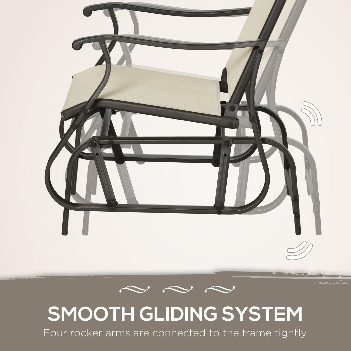 Ensemble bistrot Outsunny 3 pièces avec planeurs d'extérieur et table en verre trempé pour terrasse, jardin, arrière-cour et pelouse