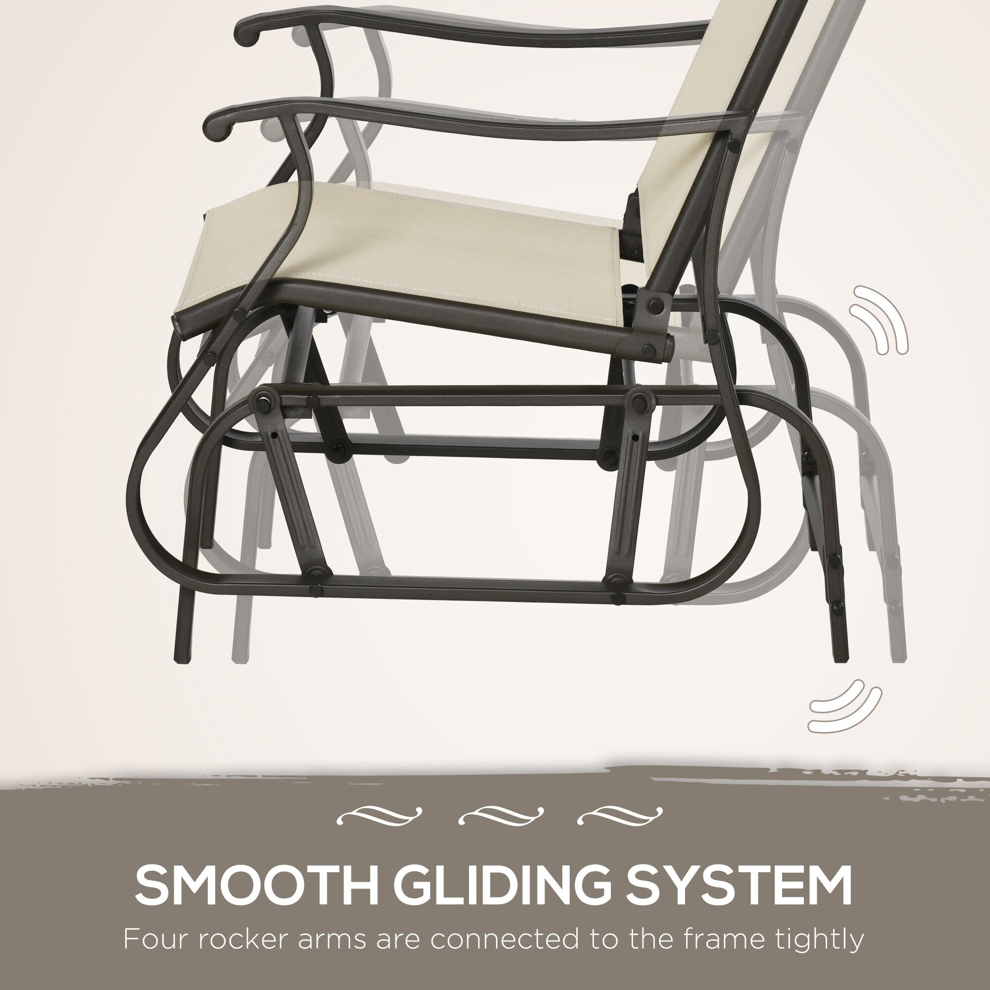 Ensemble bistrot Outsunny 3 pièces avec planeurs d'extérieur et table en verre trempé pour terrasse, jardin, arrière-cour et pelouse