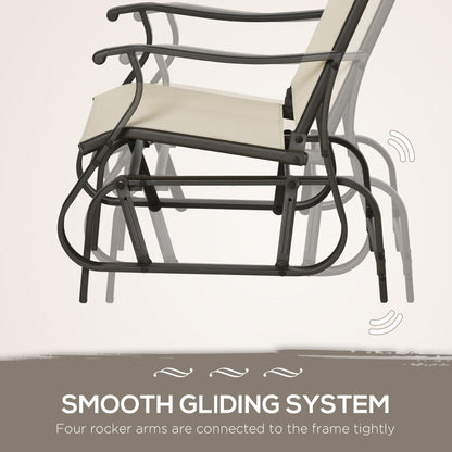 Ensemble bistrot Outsunny 3 pièces avec planeurs d'extérieur et table en verre trempé pour terrasse, jardin, arrière-cour et pelouse