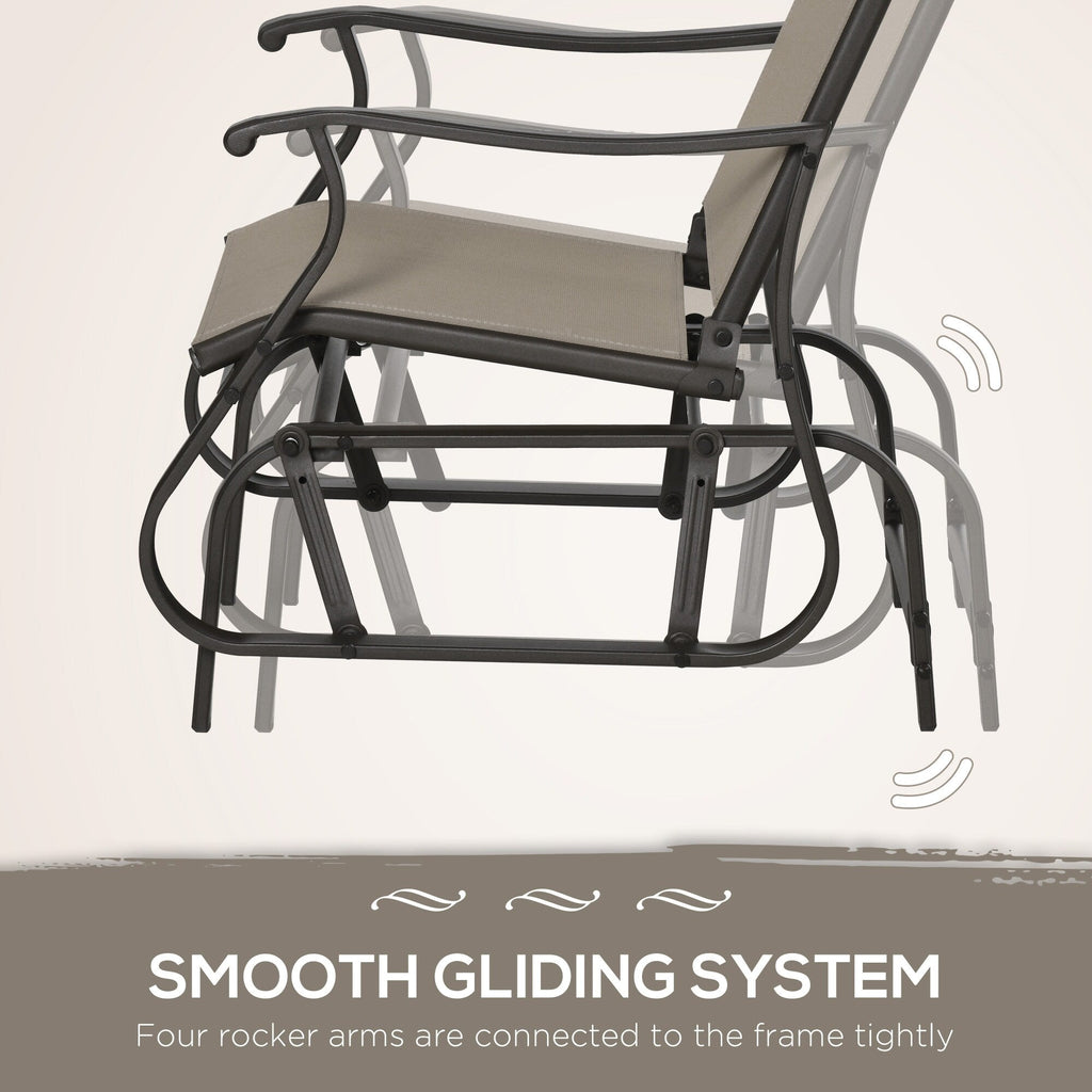 Ensemble bistrot Outsunny 3 pièces avec planeurs d'extérieur et table en verre trempé pour terrasse, jardin, arrière-cour et pelouse