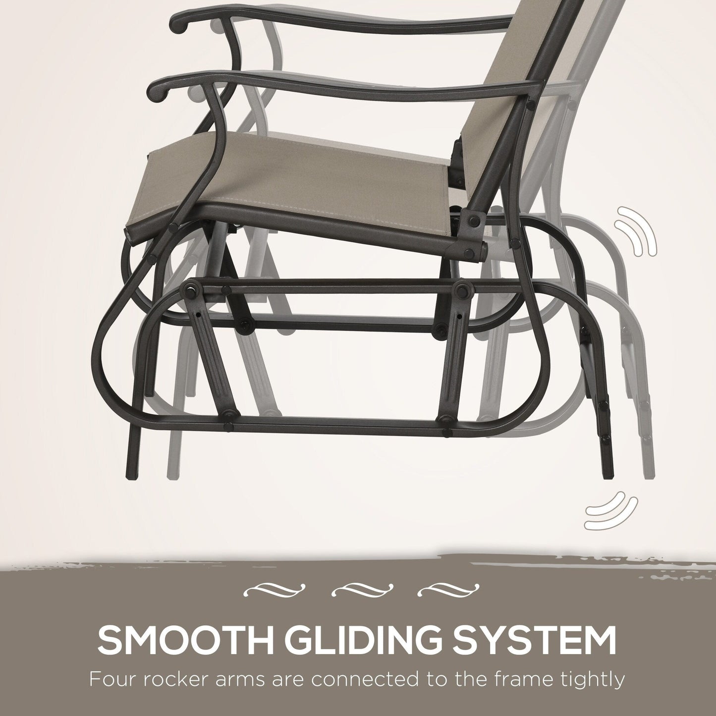 Ensemble bistrot Outsunny 3 pièces avec planeurs d'extérieur et table en verre trempé pour terrasse, jardin, arrière-cour et pelouse