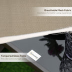 Ensemble bistrot Outsunny 3 pièces avec planeurs d'extérieur et table en verre trempé pour terrasse, jardin, arrière-cour et pelouse