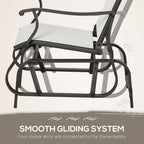 Ensemble bistrot Outsunny 3 pièces avec planeurs d'extérieur et table en verre trempé pour terrasse, jardin, arrière-cour et pelouse